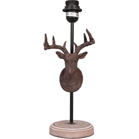 Pied de Lampe en Fer Marron avec Motif Cerf pour Luminaire de Style Rural 20 x 46 cm - PANGIVO