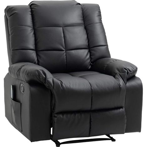 Sillón masajeador eléctrico reclinable de piel sintética negra 94 x 99 x 99 cm MODENUIT (1/4)