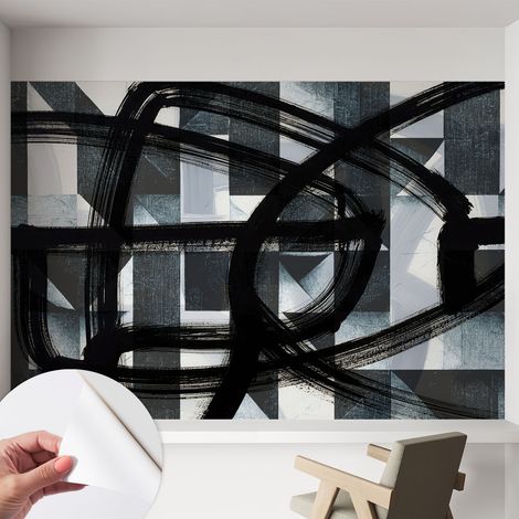 Papier peint autocollant adhésif avec motifs pour salon et chambre accessoire stylé pour votre intérieur Géométrie expressive 152x104 cm (1/5)