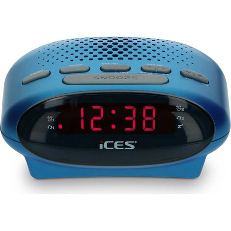 Radio reloj FM con alarma dual y pantalla LED - Azul