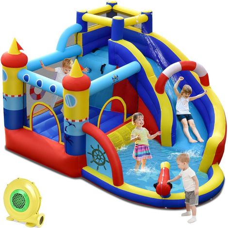 Inflatable Bouncy Castle Water Park Bounce House Water Slides w/480W Blower