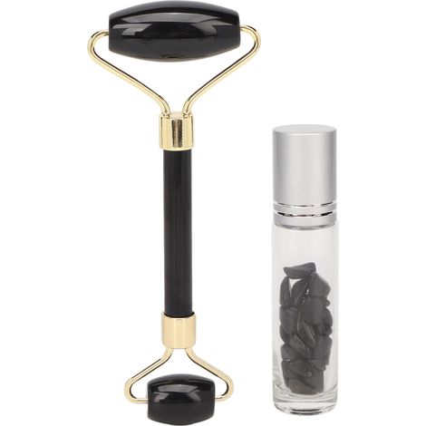 Rouleau de massage facial en jade avec flacon d'huile essentielle à bille en jade et bâtonnet de massage en jade (1/5)