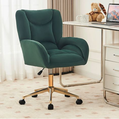 MEUBLIV Chaise de bureau 64x62x97 cm verte – hauteur réglable, avec roulettes (1/5)