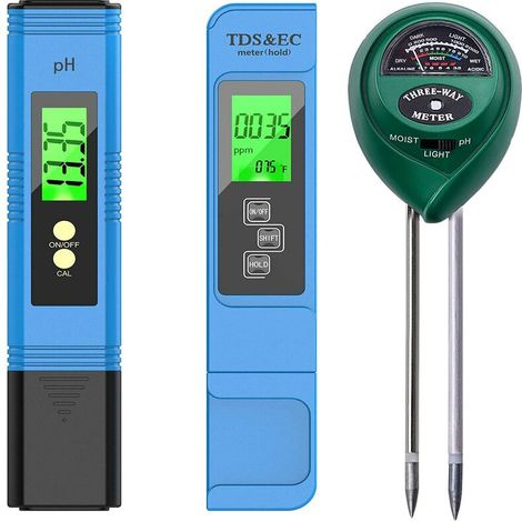 3-in-1 Wasser- und Bodenqualitätstest-Set, Blau/Grün
