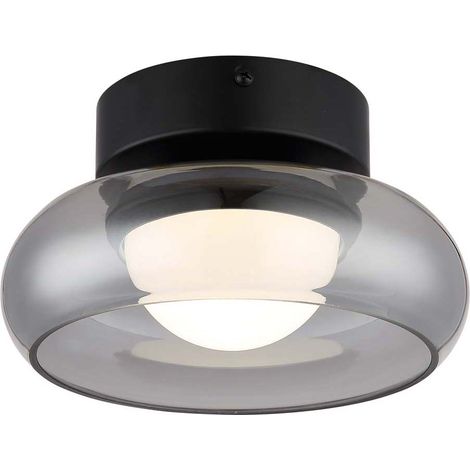 Deckenleuchte Deckenlampe Wohnzimmerleuchte Metall Glas rauchfarben LED D 20 cm