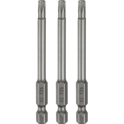 3Pcs Embout Tournevis T25 Torx Tige Hexagonale 1/4" Acier S2 (1/5)