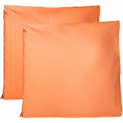 Filiyano – oreiller 100 – Taie d'oreiller 100 % coton, 60 x 60 cm, lot de 2. Taie d'oreiller rectangulaire 100 % pur coton avec boucle - Orange (1/5)