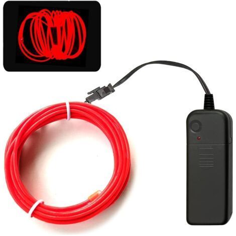 Red Light Rope, Portable Neon Light Strip with 5m Battery, Can Be Cut at Will, Suitable for Party, Halloween, DIY Decoration (Batteries Not Included) (1/4)