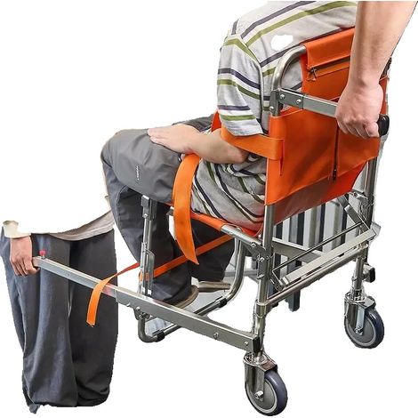 Silla salvaescaleras, capacidad de carga de 159 kg, diseño plegable de emergencia, color rojo. (1/2)