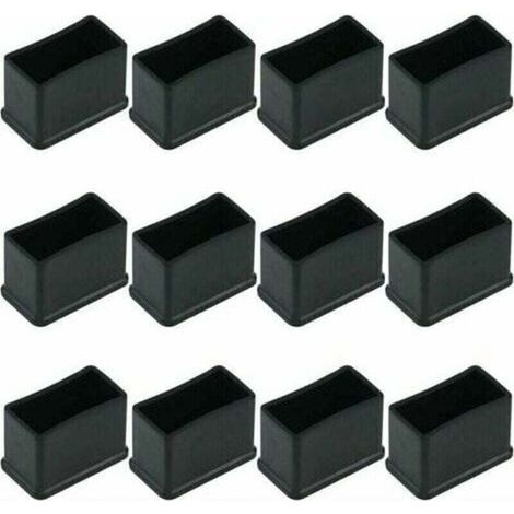 Lot de 12 Embouts de Protection Rectangulaires en Feutre de Caoutchouc pour Pieds de Table ou de Chaise - Noir, 15 x 30 mm. (1/4)