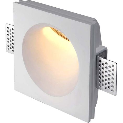 Portalámparas LED empotrable cuadrado V-TAC GU10, cuerpo de yeso blanco