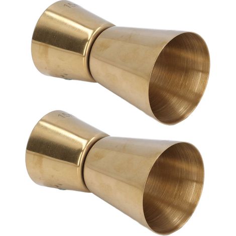 Doppelseitig vergoldetes Schnapsglas, 15/30 ml, doppelseitiger Likörmessbecher, Cocktailbar-Messbecher, goldener Messbecher für die Arbeitsplatte, 2er-Set (1/5)