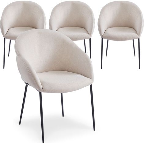 Lot de 4 chaises design enveloppant Ingrid Tissu beige (1/5)