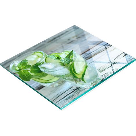 Tabla de cocina de vidrio templado con gr谩ficos decorativos de pepinos de agua 60x52 cm (1/5)