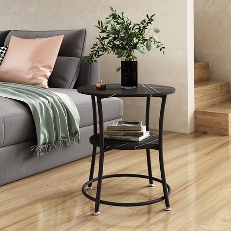 Couchtisch Quebec, Marmor, 50 x 50 cm mit Ablage, Vicco