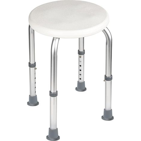 Duschsitz, runder Duschhocker, höhenverstellbar, 136 kg, rutschfester Duschstuhl, Duschhilfe aus Aluminium und PE