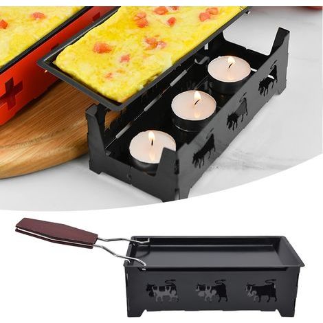 Grill à Raclette Mini Rectangulaire avec Poignée Noire - Ustensile de Cuisson pour Fondue (1/5)