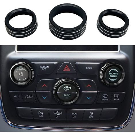 Cubierta para la perilla de control de volumen del aire acondicionado compatible con Dodge Durango 2014-2020 y Jeep Cherokee Grand Cherokee 2014-2021 (negra) (1/5)
