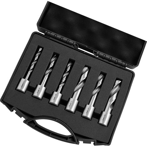 Mophorn HSS-Kernbohrer-Set mit Weldon-Schaft, 6-teilig, Schnittdurchmesser 6,35–14,28 mm, 50,8 mm Schnitttiefe, inklusive Kunststoffkoffer, geeignet für Magnetbohrmaschinen (1/5)