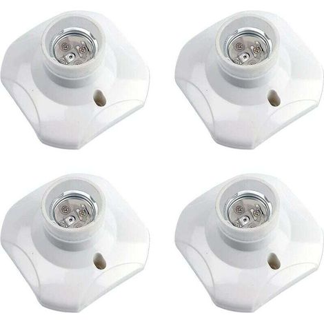 Douille Plafond E27 à Visser, Douille E27 Garage, AC 220-240V, Support Douille pour Ampoule LED, Base Plafonnier Culot E27, Base de Lampe Plastique Blanche pour Lampe au Mur, lot de 4 (1/4)