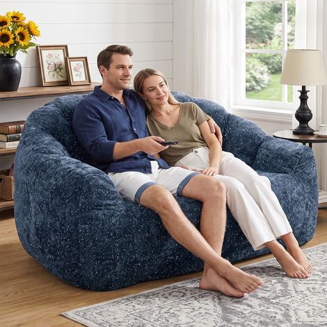 Fauteuil bean bag patte d'ours ciel étoilé, pouf confortable design spacieux avec accoudoirs et remplissage, pour petit salon cosy, chambre cocooning et détente (1/5)