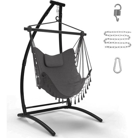 Hängesessel mit Gestell, Grau, bis 150kg, für Balkon & Terrasse (1/5)
