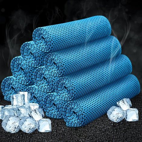 Set mit 10 kühlenden Handtüchern – atmungsaktiv, ideal für kalte Workouts und Nacken – Reisen – Yoga – Camping – Laufen – Outdoor-Sportarten (blau) (1/2)
