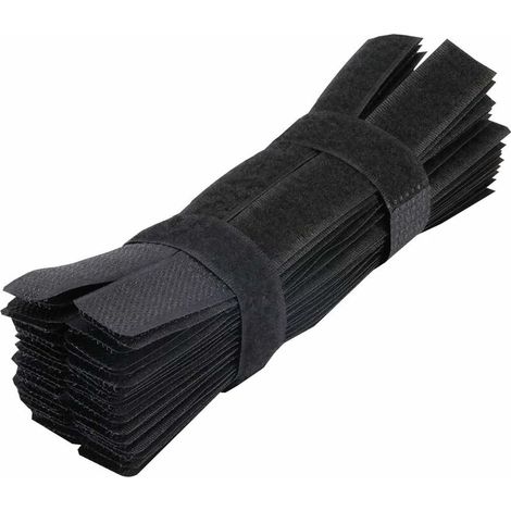 Ahlsen Kabelbinder, wiederverwendbar, Kabelbinder, Organizer, Kabelbinder, für Laptop, PC, TV (100 Stück, Schwarz) (1/5)