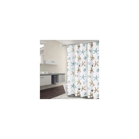 Rideaux de Douche Lavable,180x200cm Rideau de Douche Anti Moisissure,Rideau de Douche Imperméable,Motif étoile de Mer,Rideau Salle de Bain,Rideau de Baignoire avec 12 Crochets pour Douche,Baignoire