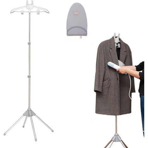 1 Défroisseur Vapeur, Trépied Télescopique 84-160cm, Gant Protection, Cintre Rotation, Voyage Maison (1/5)