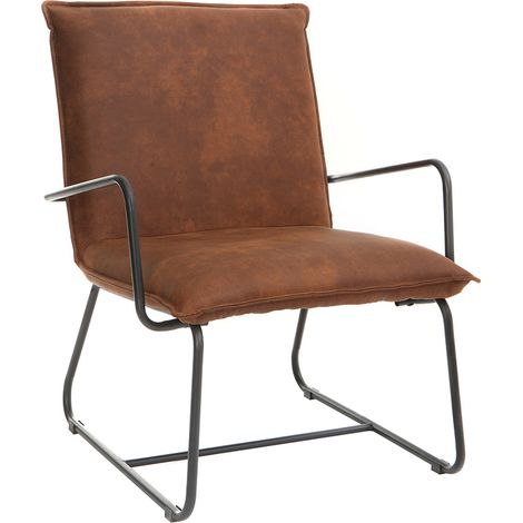 Sessel PU Braun und Metallgestell Schwarz MERCY