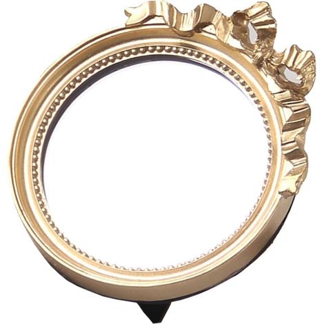 Miroir de maquillage rond à petit nœud papillon, miroir en résine pour femme, pour les voyages et le maquillage quotidien, couleur or (1/4)