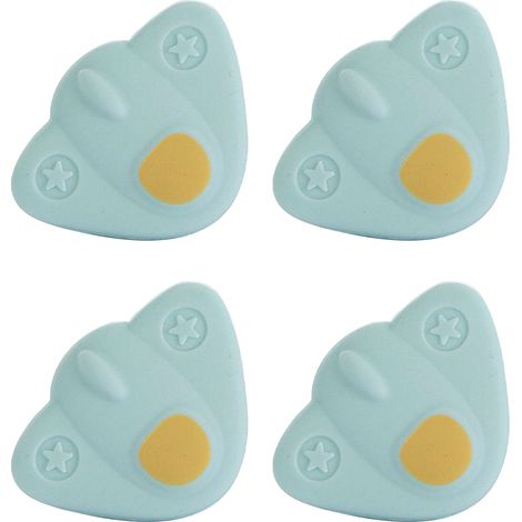4 Stück Eckenschutz-Sicherheitspuffer, Cartoon-Form, Babysicherung, Möbeleckenschutz, flach, blau (4x4x1 / 1,57x1,57x0,39 Zoll) (1/5)