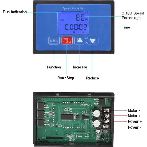 Régulateur vitesse PWM pour moteur à balais DC 30A 6.5V-55V écran LCD numérique minuterie cycle marche/arrêt (1/5)