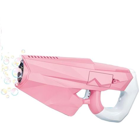 Pistolet à bulles entièrement automatique à 10 trous, accessoire indispensable pour les fêtes, jouet pour enfants - rose