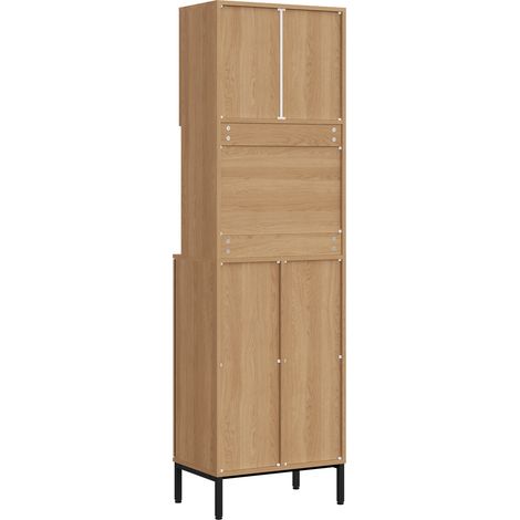 Colonna cucina alta con vano rifiuti, effetto rovere e nero, 53 x 35 x 181 cm, MDF (1/5)