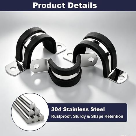 U-Clamps 25 mm 304 Stainless Steel for Pipes