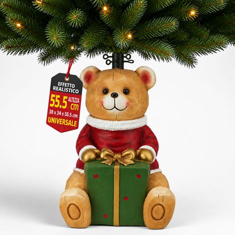 Base Albero di Natale Orsetto 38x34x55.5cm Orso Addobbo Decorazione Natalizio (1/5)