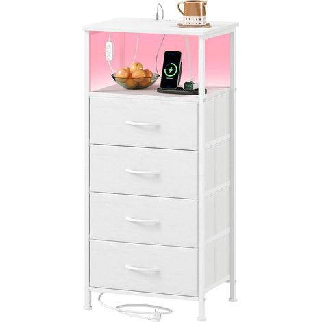 Kommode mit 4 Schubladen, integrierter Ladestation und LED-Beleuchtung (1/5)