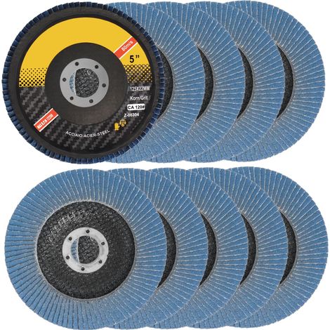 Disques à lamelles 125 mm grain 120, T29, 10 disques abrasifs pour métal (1/5)