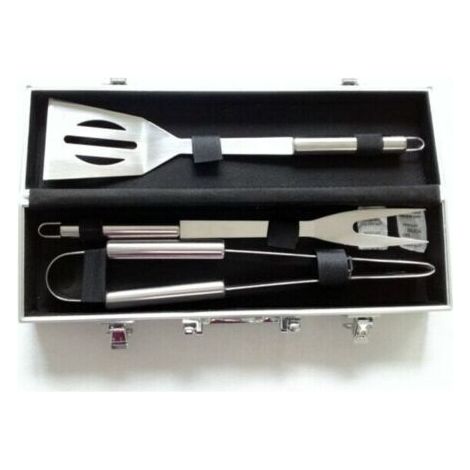Lot d'Ustensiles pour Barbecue, Set d'Ustensiles Bbq pour Grillades, Mallette en aluminium, 3 ustensiles en acier inoxydable, Ma (1/4)