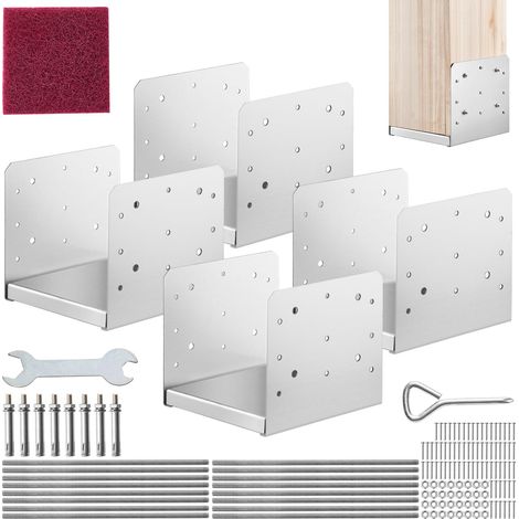VEVOR Confezione di Supporti 4 Pezzi per Pali in Legno 8x8 Pollici 203x203mm, Set di Base per Pali Interni in Acciaio a Carbonio per Ancoraggio Pali in Legno Ringhiere, Corrimano di Terrazze, Portici (1/5)