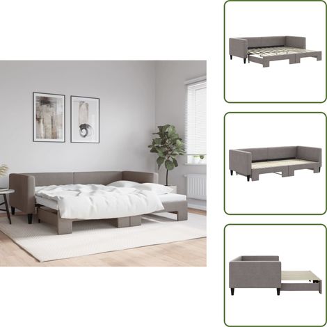 The Living Store Tagesbett Ausziehbar Taupe 90x200 cm Stoff - Schlafsofa (1/5)