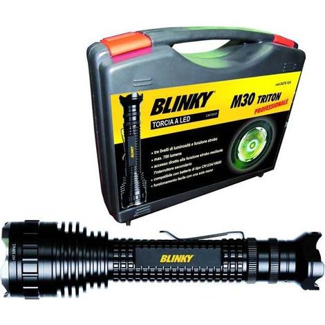 BLINKY 34270-15 M30 Triton Torcia a LED 1 LED CREE 3W 700 lumen 3 potenze + stroboscopica raggio 600 metri IPX-8 colore Nero
