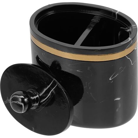 Boîte de Rangement pour Cure-dents en Résine Noir avec Couvercle et Design Marbré Moderne, Protection la Poussière et Gain de Place pour Accessoires Petits (1/5)