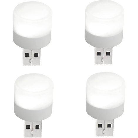 Mini veilleuse USB petite lampe LED enfichable pour chambre d'enfant, lumière d'ambiance de voiture, 4 pièces, éclairage blanc, petite lampe USB pour chambre 'enfant, veilleuses enfichables pou (1/5)