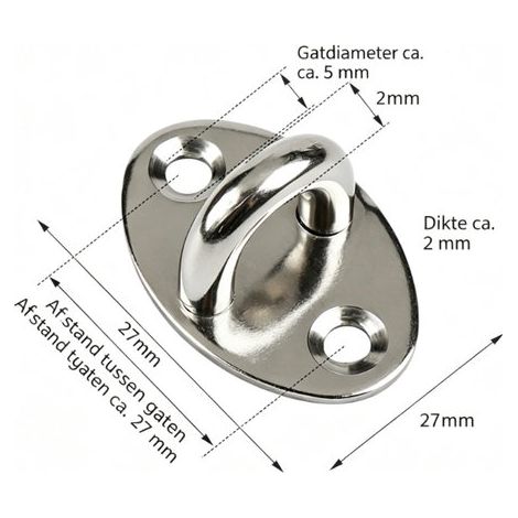 Cierres de velcro (juego de 4), 4 cm x 2,7 cm, acero inoxidable, tornillos no incluidos. Color plata. (1/5)