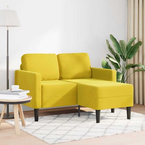 Canapé 2 places，Sofa pour Salon，Banquette avec méridienne en L jaune 125 cm velours CFW523162 (1/5)