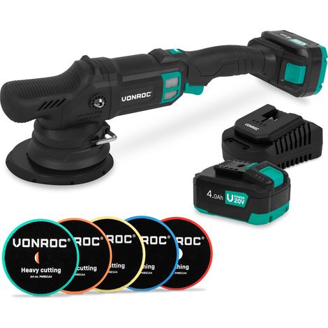 PRO Doppelschleifer 20V – Ø 150mm  Inkl. 2x 4,0Ah Akkus, Schnellladegerät und 5 Polierpads