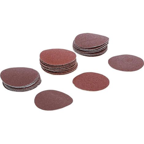 Jeu de Feuilles Abrasives pour Ponçeuse Excentrée D.50 mm - Cal. 60, 80, 120 - 30 pcs - Ponçage Efficace et Polyvalent - D-Work (1/5)